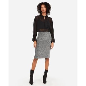 Express High Waisted Metallic Stretch Pencil Skirt XXS